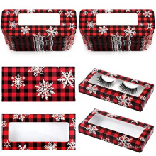 Plaid snowflakes pattern printed Christmas empty eyelashes packaging box with window
